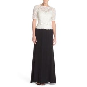 Tadashi Shoji Embroidered Tulle Cap Sleeve Gown